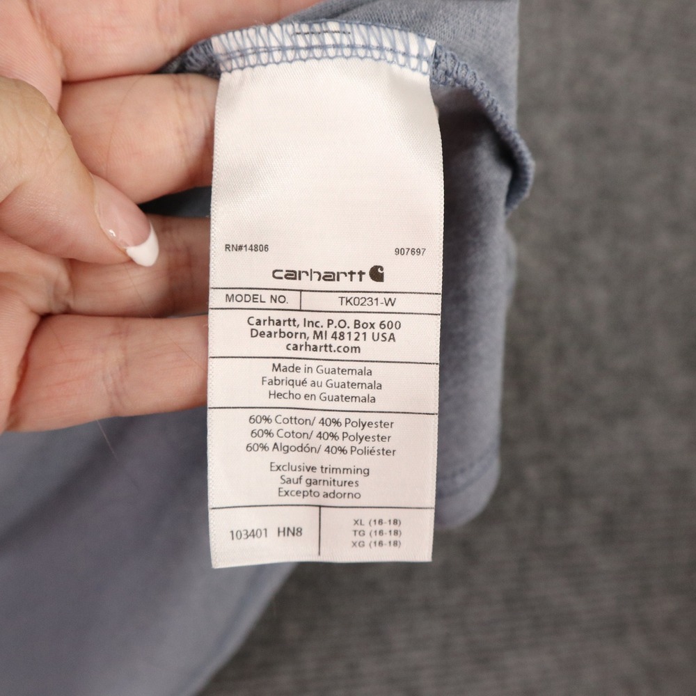 Carhartt Loose Fit Long Sleeve T Shirt Women's XL Gray Logo Sleeve Graphic Tee - Picture 3 of 9
